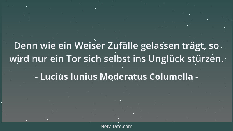 Lucius Iunius Moderatus Columella - Denn wie ein Weiser Zufälle gelassen trägt, so wird nur ein Tor sich selbst ins Unglück...