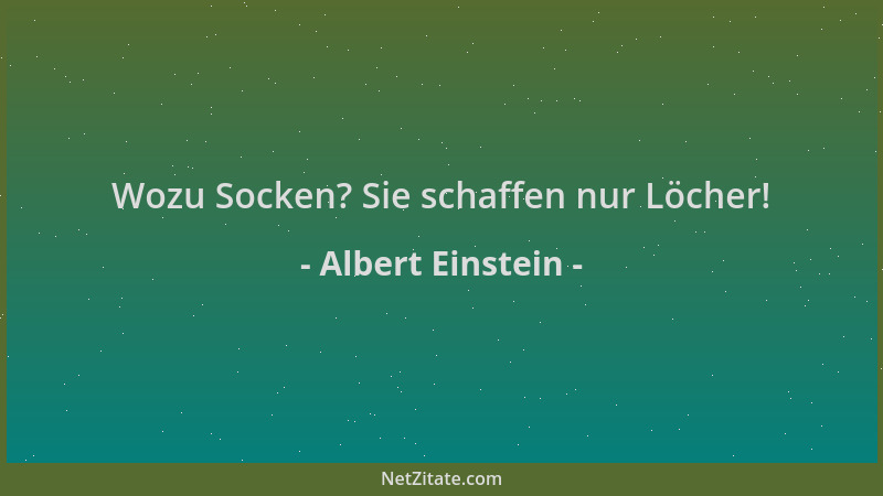 Albert Einstein - Wozu Socken? Sie schaffen nur Löcher!...