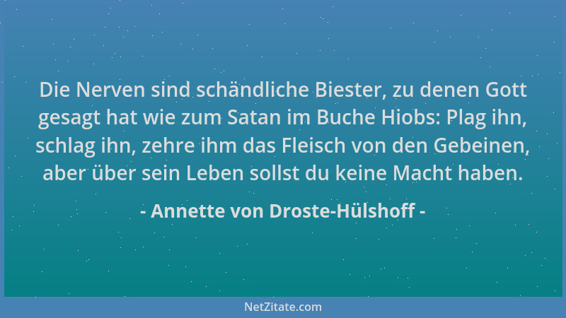 Annette von Droste-Hülshoff - Die Nerven sind schändliche Biester, zu denen Gott gesagt hat wie zum Satan im Buche Hiobs: P...