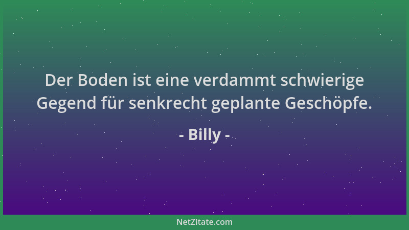 Billy - Der Boden ist eine verdammt schwierige Gegend für senkrecht geplante Geschöpfe....