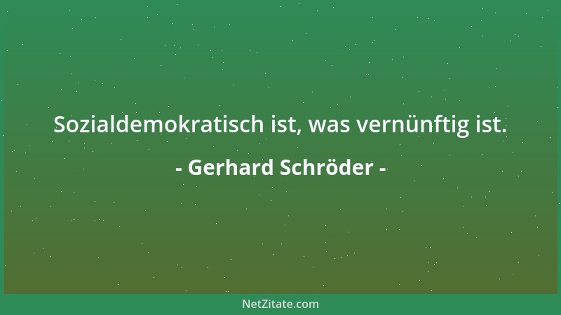 Gerhard Schröder - Sozialdemokratisch ist, was vernünftig ist....