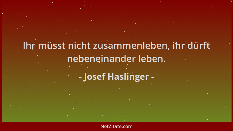 Josef Haslinger - Ihr müsst nicht zusammenleben, ihr dürft nebeneinander leben....