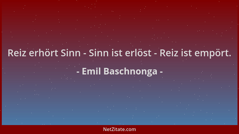 Emil Baschnonga - Reiz erhört Sinn - Sinn ist erlöst - Reiz ist empört....