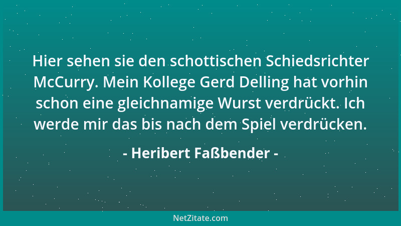 Heribert Faßbender - Hier sehen sie den schottischen Schiedsrichter McCurry. Mein Kollege Gerd Delling hat vorhin schon ein...