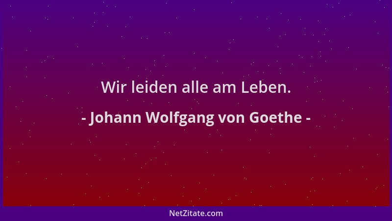 Johann Wolfgang von Goethe - Wir leiden alle am Leben....