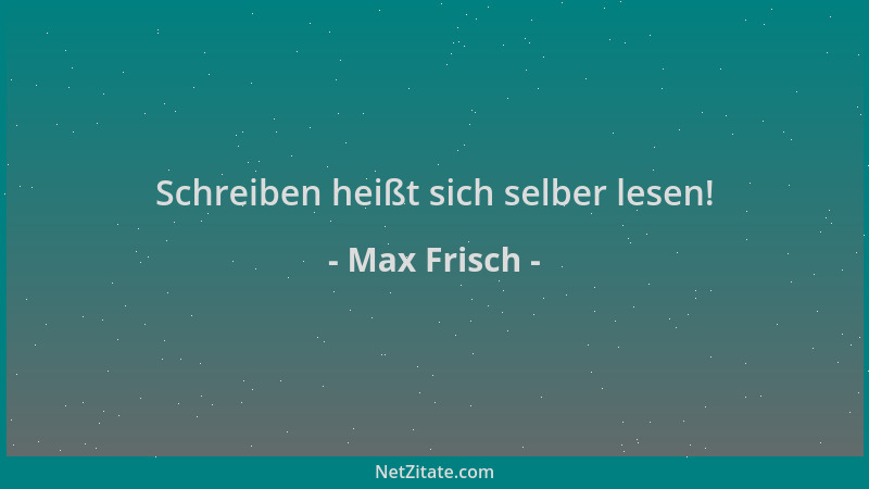 Max Frisch - Schreiben heißt sich selber lesen!...