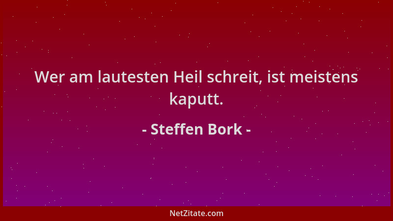 Steffen Bork - Wer am lautesten Heil schreit, ist meistens kaputt....