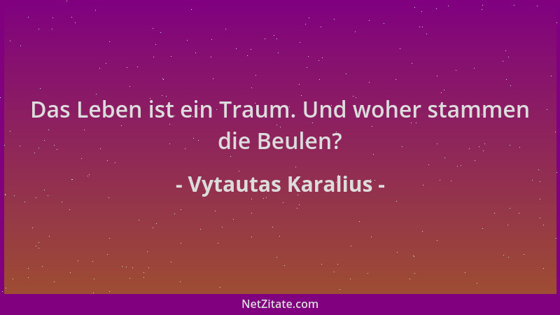 Vytautas Karalius - Das Leben ist ein Traum. Und woher stammen die Beulen?...