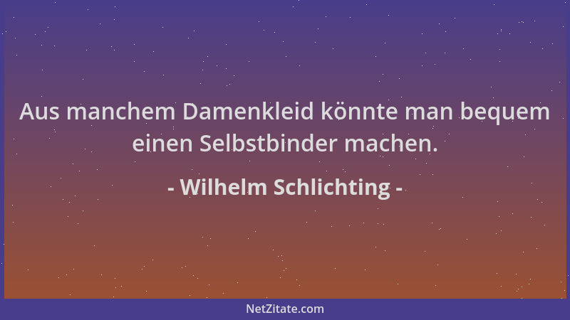 Wilhelm Schlichting - Aus manchem Damenkleid könnte man bequem einen Selbstbinder machen....