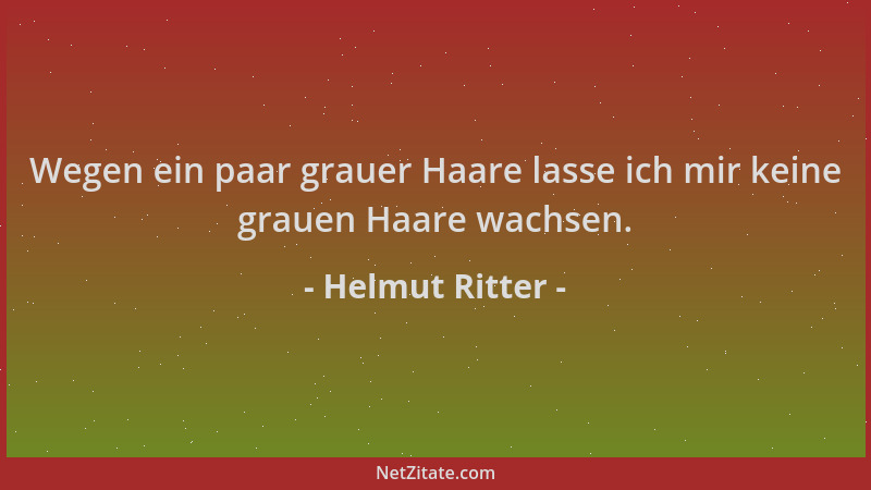 Helmut Ritter - Wegen ein paar grauer Haare lasse ich mir keine grauen Haare wachsen....