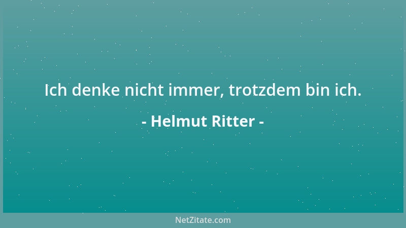 Helmut Ritter - Ich denke nicht immer, trotzdem bin ich....