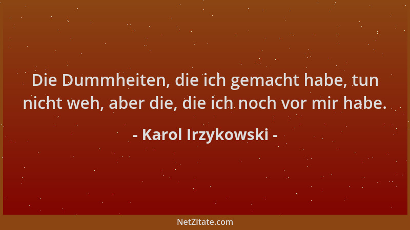 Karol Irzykowski - Die Dummheiten, die ich gemacht habe, tun nicht weh, aber die, die ich noch vor mir habe....