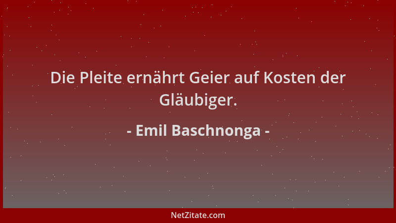 Emil Baschnonga - Die Pleite ernährt Geier auf Kosten der Gläubiger....