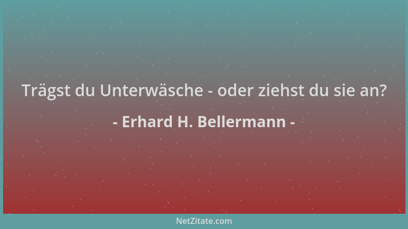 Erhard H. Bellermann - Trägst du Unterwäsche - oder ziehst du sie an?...