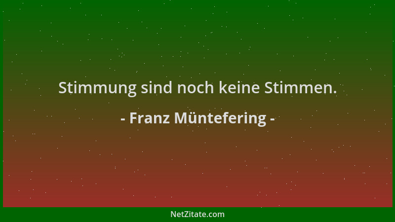 Franz Müntefering - Stimmung sind noch keine Stimmen....