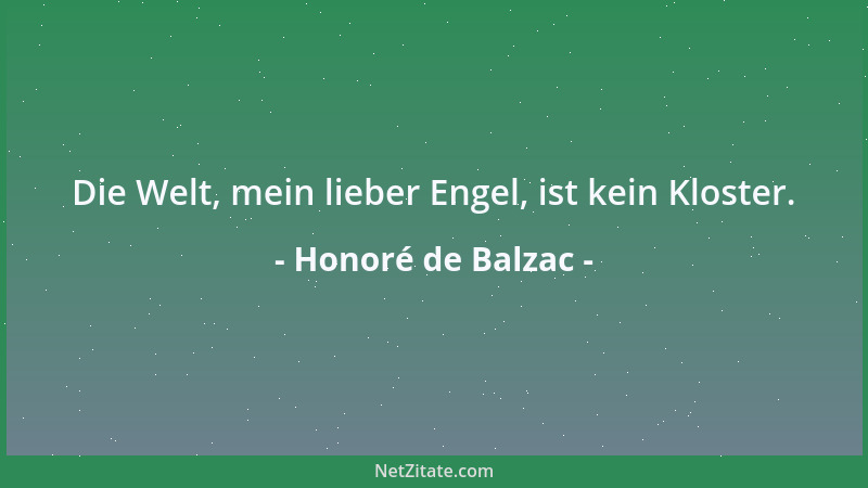 Honoré de Balzac - Die Welt, mein lieber Engel, ist kein Kloster....