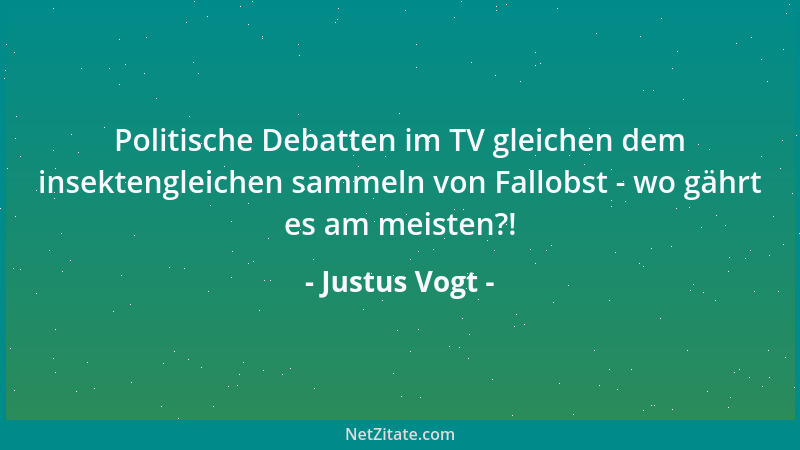 Justus Vogt - Politische Debatten im TV gleichen dem insektengleichen sammeln von Fallobst - wo gährt es am meisten?!...