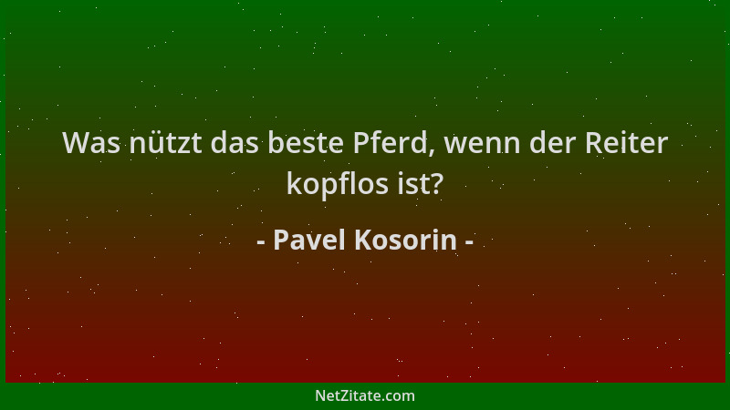 Pavel Kosorin - Was nützt das beste Pferd, wenn der Reiter kopflos ist?...