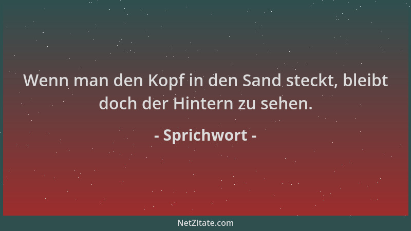 Sprichwort - Wenn man den Kopf in den Sand steckt, bleibt doch der Hintern zu sehen....