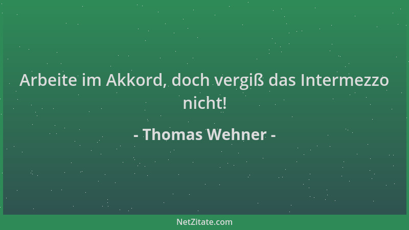 Thomas Wehner - Arbeite im Akkord, doch vergiß das Intermezzo nicht!...