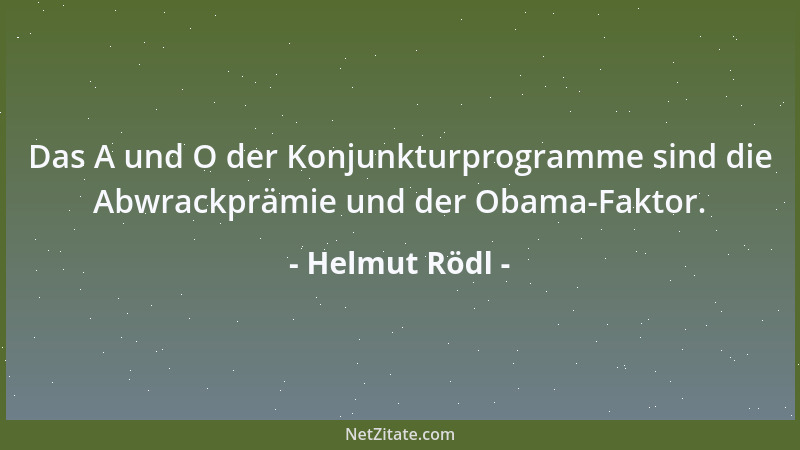 Helmut Rödl - Das A und O der Konjunkturprogramme sind die Abwrackprämie und der Obama-Faktor....