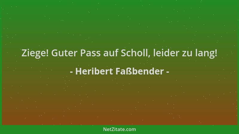 Heribert Faßbender - Ziege! Guter Pass auf Scholl, leider zu lang!...