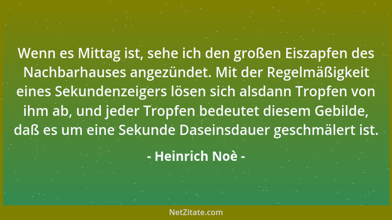 Heinrich Noè - Wenn es Mittag ist, sehe ich den großen Eiszapfen des Nachbarhauses angezündet. Mit der Regelmäßigkeit eines...