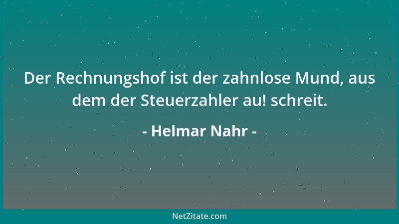 Helmar Nahr - Der Rechnungshof ist der zahnlose Mund, aus dem der Steuerzahler au! schreit....