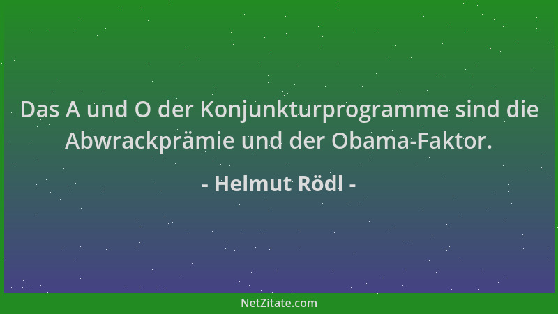 Helmut Rödl - Das A und O der Konjunkturprogramme sind die Abwrackprämie und der Obama-Faktor....