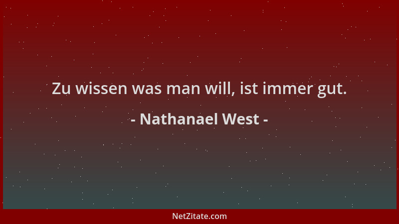 Nathanael West - Zu wissen was man will, ist immer gut....