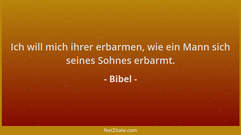 Bibel - Ich will mich ihrer erbarmen, wie ein Mann sich seines Sohnes erbarmt....