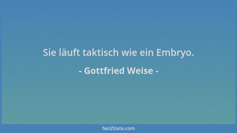 Gottfried Weise - Sie läuft taktisch wie ein Embryo....
