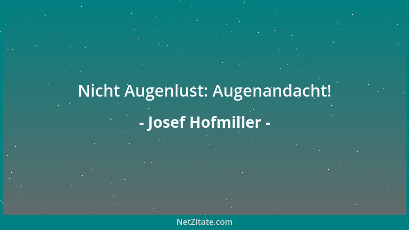 Josef Hofmiller - Nicht Augenlust: Augenandacht!...