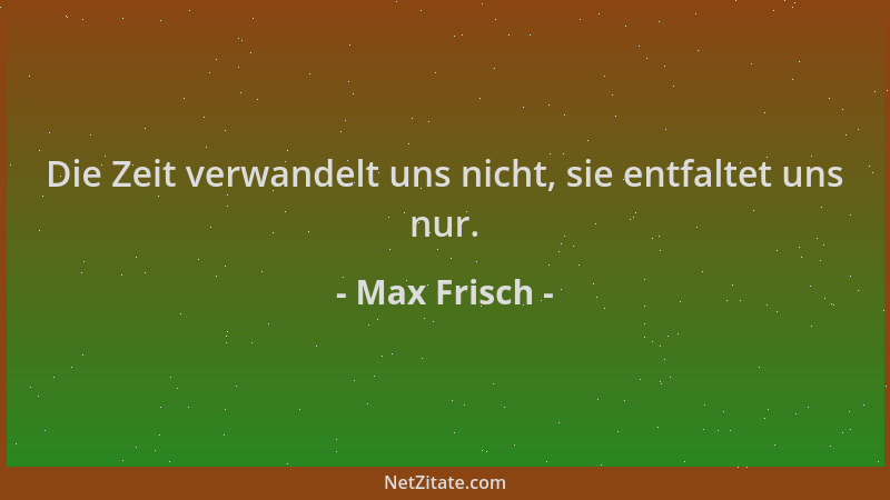 Max Frisch - Die Zeit verwandelt uns nicht, sie entfaltet uns nur....