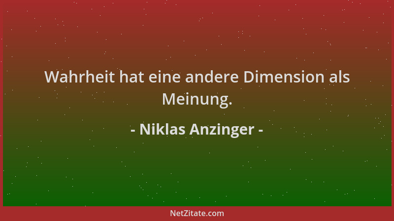 Niklas Anzinger - Wahrheit hat eine andere Dimension als Meinung....