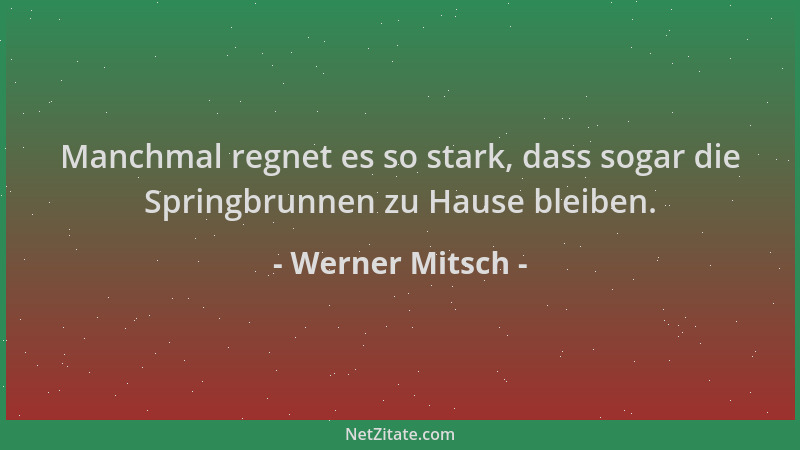 Werner Mitsch - Manchmal regnet es so stark, dass sogar die Springbrunnen zu Hause bleiben....