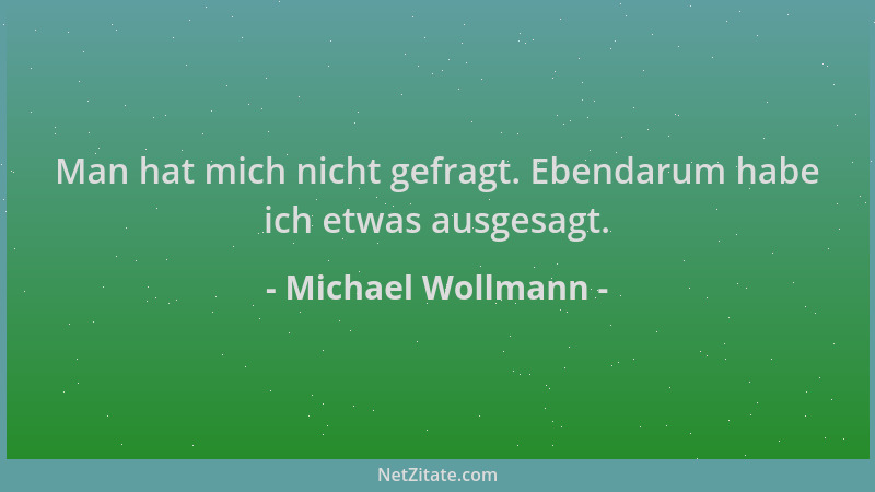 Michael Wollmann - Man hat mich nicht gefragt. Ebendarum habe ich etwas ausgesagt....