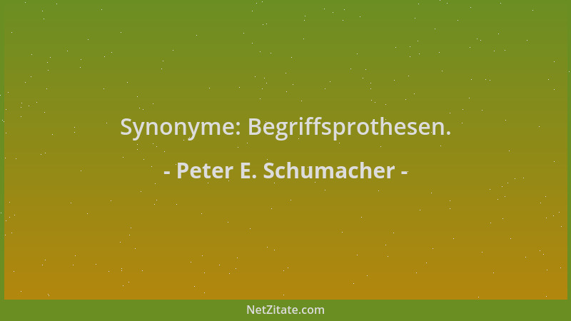 Peter E. Schumacher - Synonyme: Begriffsprothesen....