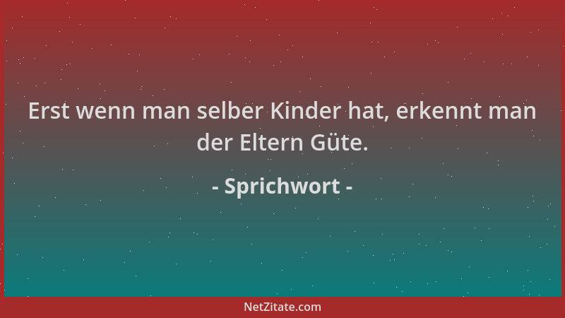 Sprichwort - Erst wenn man selber Kinder hat, erkennt man der Eltern Güte....