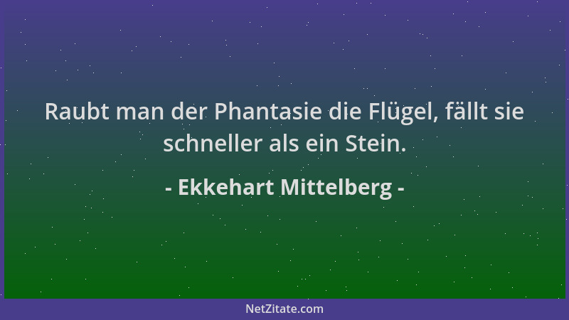 Ekkehart Mittelberg - Raubt man der Phantasie die Flügel, fällt sie schneller als ein Stein....