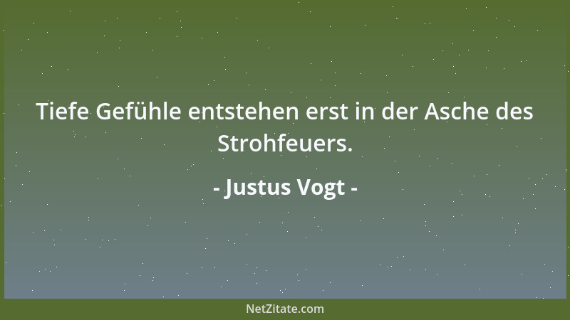 Justus Vogt - Tiefe Gefühle entstehen erst in der Asche des Strohfeuers....