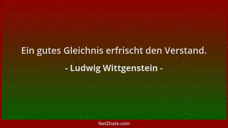 Ludwig Wittgenstein - Ein gutes Gleichnis erfrischt den Verstand....