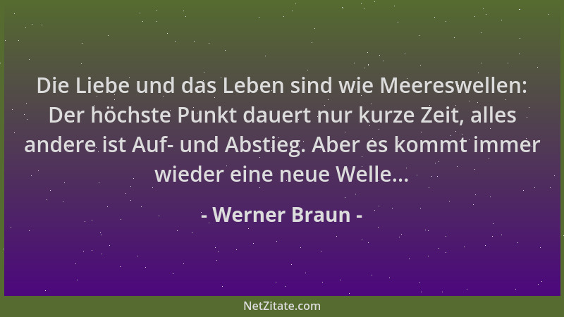 Werner Braun - Die Liebe und das Leben sind wie Meereswellen: Der höchste Punkt dauert nur kurze Zeit, alles andere ist Auf...