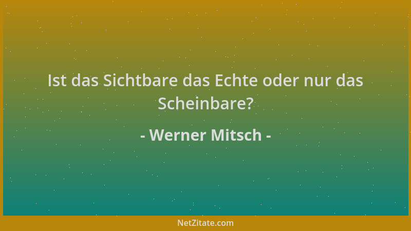 Werner Mitsch - Ist das Sichtbare das Echte oder nur das Scheinbare?...
