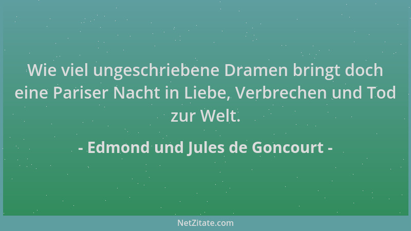 Edmond und Jules de Goncourt - Wie viel ungeschriebene Dramen bringt doch eine Pariser Nacht in Liebe, Verbrechen und Tod z...