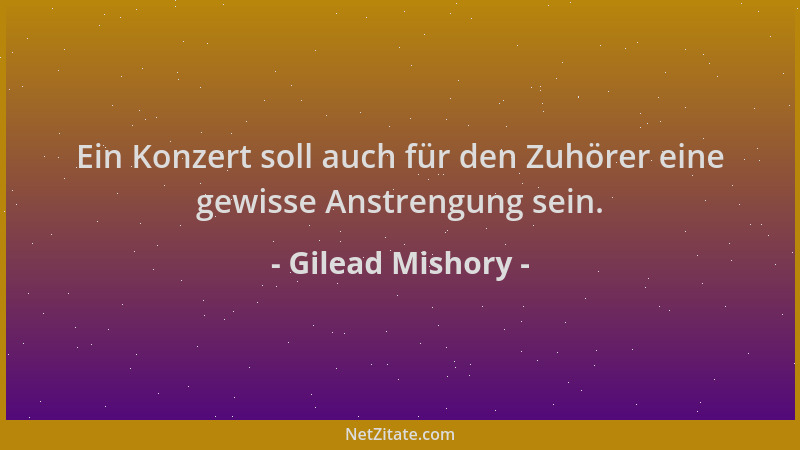 Gilead Mishory - Ein Konzert soll auch für den Zuhörer eine gewisse Anstrengung sein....