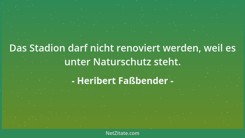 Heribert Faßbender - Das Stadion darf nicht renoviert werden, weil es unter Naturschutz steht....