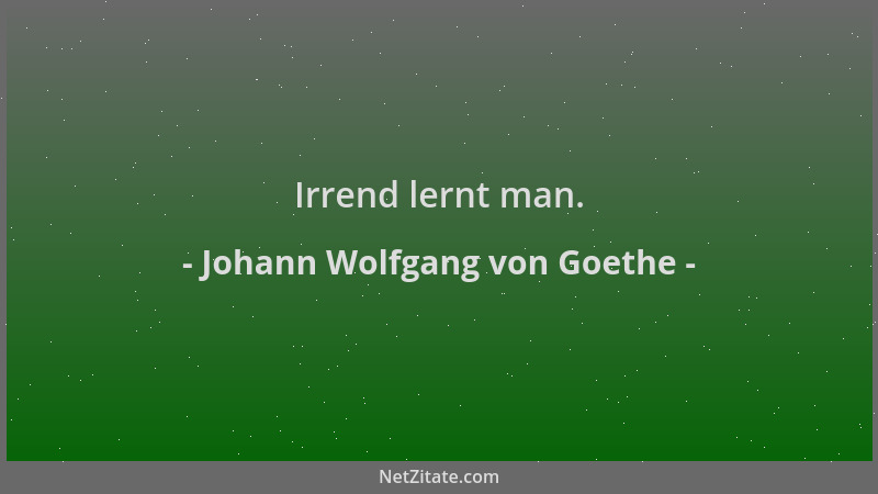 Johann Wolfgang von Goethe - Irrend lernt man....