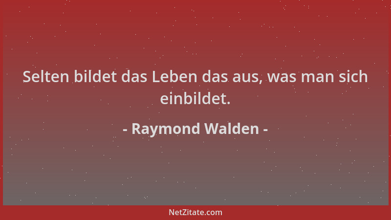 Raymond Walden - Selten bildet das Leben das aus, was man sich einbildet....