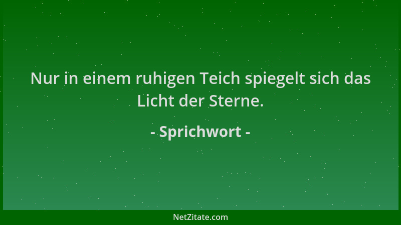 Sprichwort - Nur in einem ruhigen Teich spiegelt sich das Licht der Sterne....